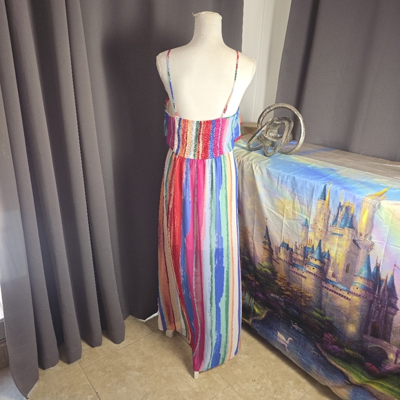 Candies Maxi Dress Womens L‎ Colorful Striped Summer Pool Slip Y2K Boho - Picture 5 of 14